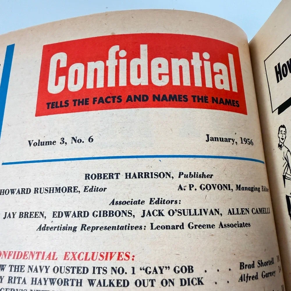 Vintage Confidential Magazine Jan 1956 Gary Cooper Kim Novak Anita Ekberg